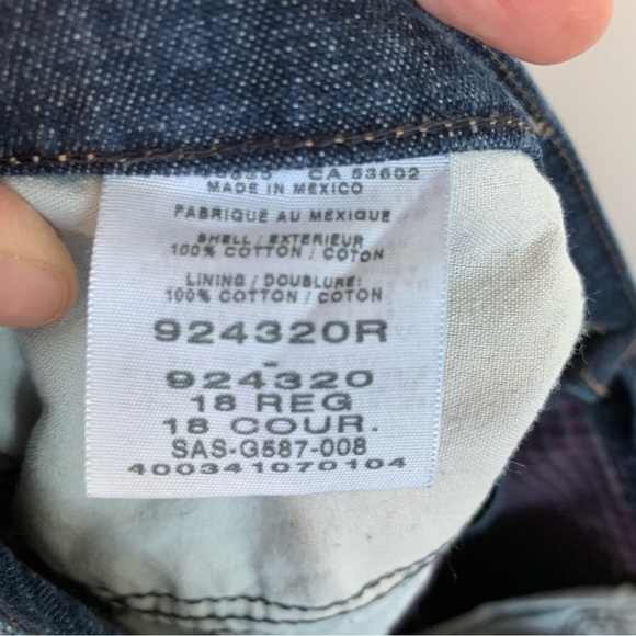 Cabela’s Dark Washed Plaid Lined High Rise Jeans Size 18R - Picture 7 of 7